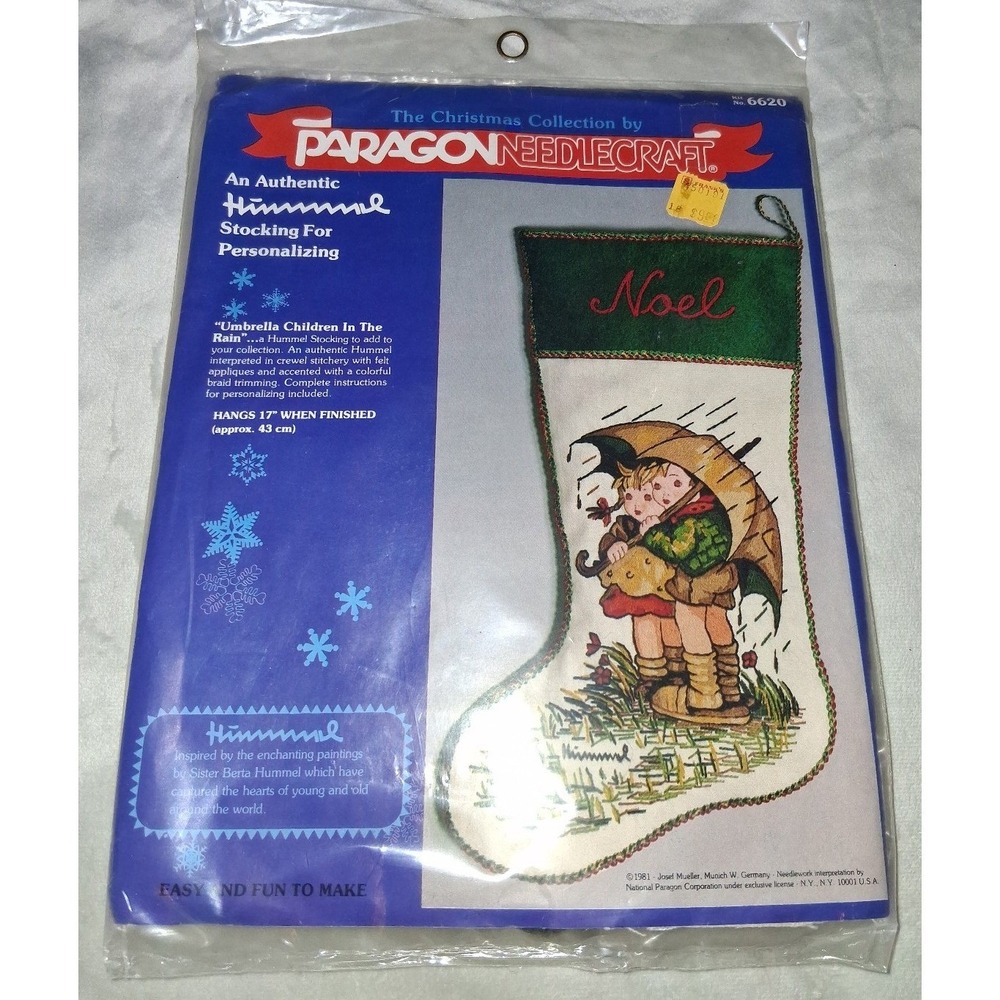 Vintage 1981 Hummel Paragon Needlecraft Christmas Stocking Kit 6620 Umbrella